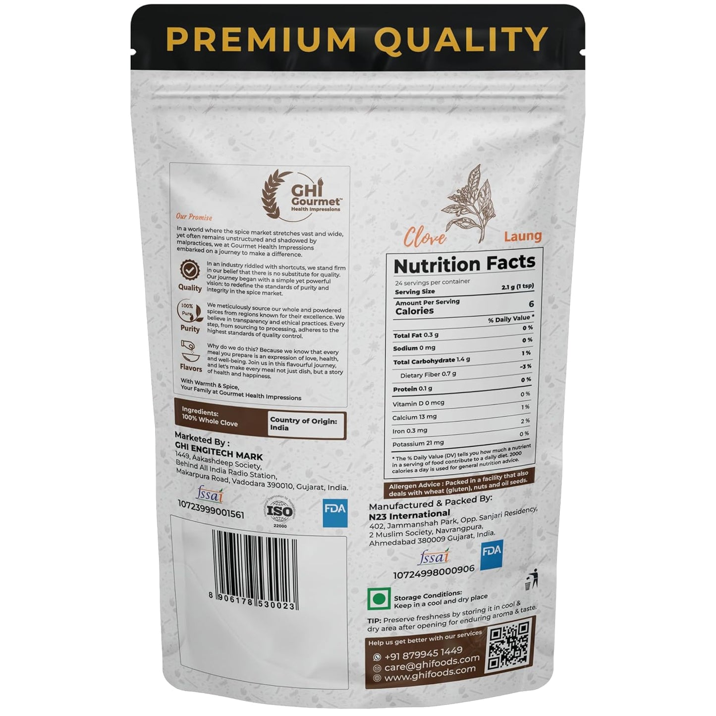 GOURMET HEALTH IMPRESSIONS | Superior Grade Whole Clove (Laung) - Rich Aroma, Handpicked, Non-GMO - Perfect for Flavorful Cooking & Aromatic Infusions | GHI Foods | GHI SPICES