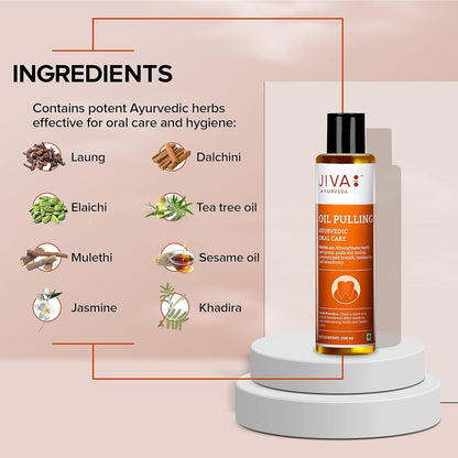 Jiva Oil Pulling 200ml | Ayurvedic Oil For Oil Pulling Deep Cleanses Mouth, Removes Toxins | Prevent Bad Breath, Alleviates Toothache & Sensitivity