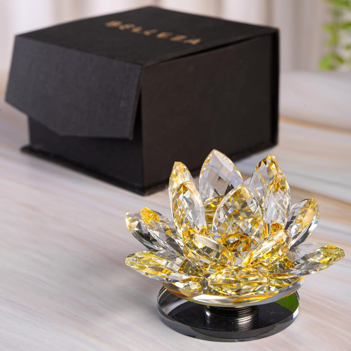 Crystal Lotus Flower Glass Showpiece, Decor -8.5 x 5.5 CM