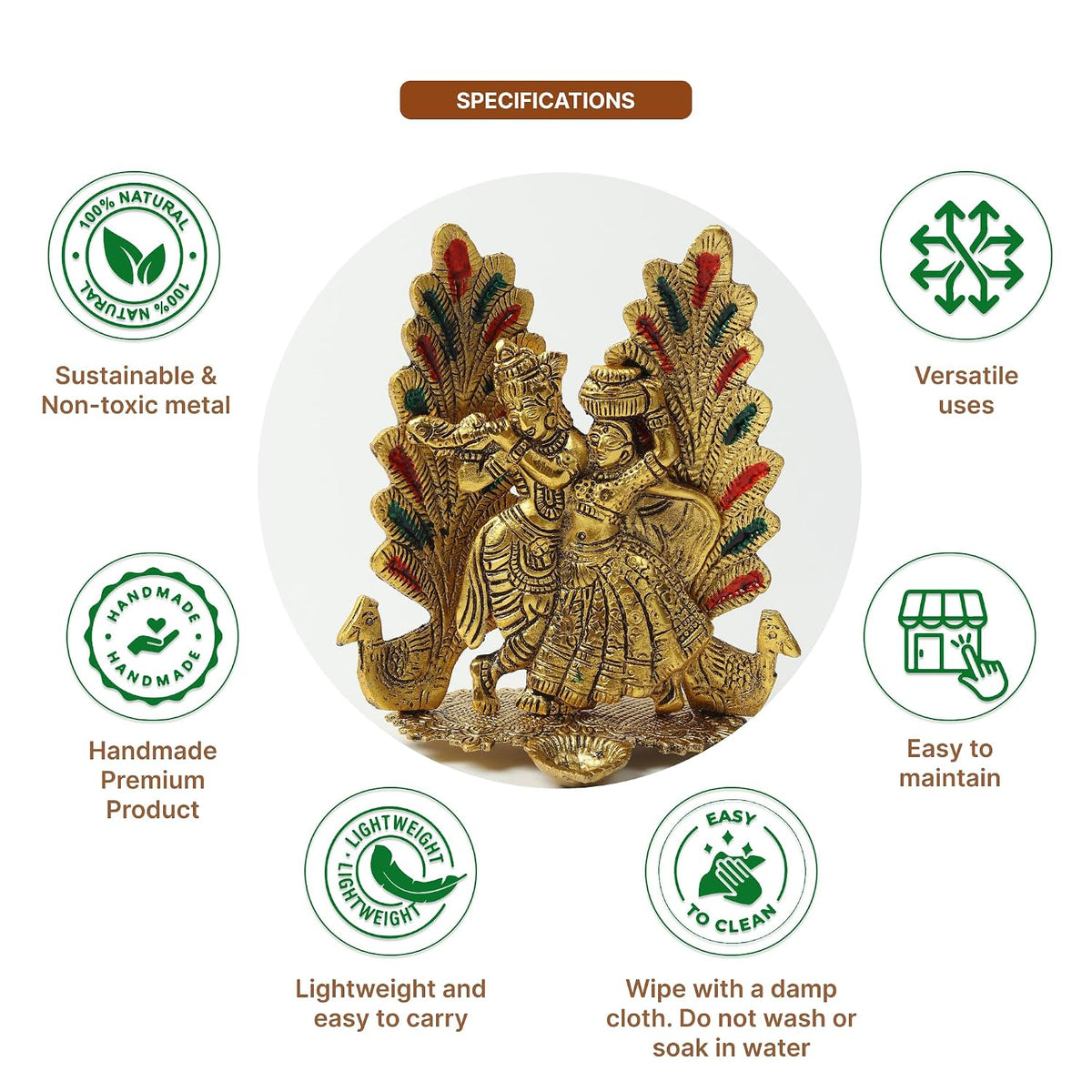 Radha Krishna Idol & Figurine for Home | God Idol for Pooja Room | Radha Krishna Murti & Gift Article (L15 x W10 x H16 cm)
