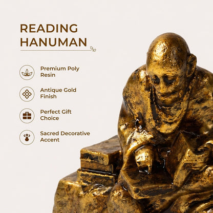 Polyresin Ramayani Hanuman Ji Idol | Lord Hanuman Statue for Pooja Room | Antique Bajrangbali Murti Devotional Showpiece (L9 cm x W6 cm x H7 cm)