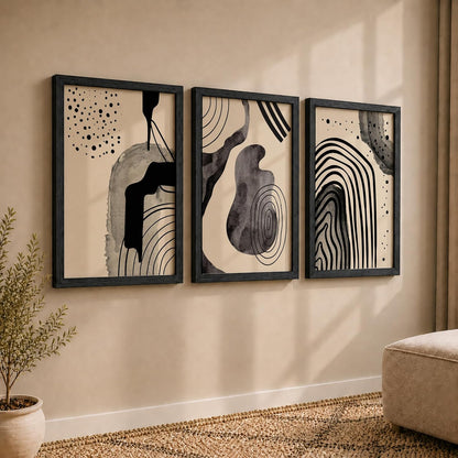 Abstract Line Art Wall Decor | Set of 3 Framed Paintings for Home Decoration | Minimalist Wall Art for Living Room, Bedroom, Office & Cafe | Modern Prints (Theme: Abstract, Pattern: Line Art) ( Art-6, 10x13inch)