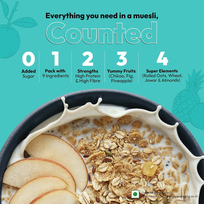 True Elements Muesli Sugar Free 1.2 kg - 100% Wholegrain Muesli | No Added Sugar | Diet Food for Weight Management | Healthy and Quick Breakfast | Millet Muesli - 18% Jowar | HIgh Protein