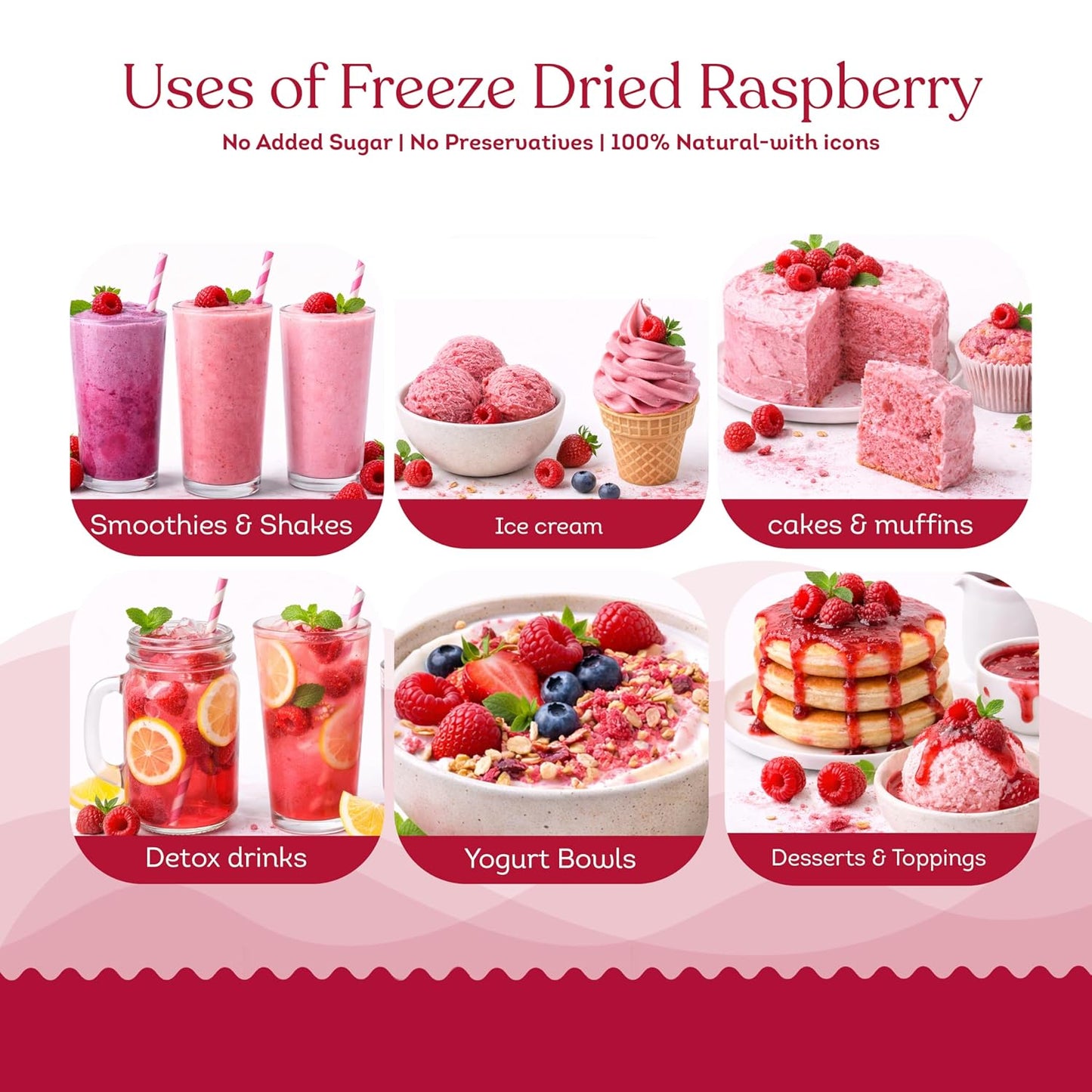 Freeze Dried Raspberry Powder- 60 grams Jar-Pack of 1 Nos | 100% Natural | No Added Sugar, Preservative-Free & Vegan |