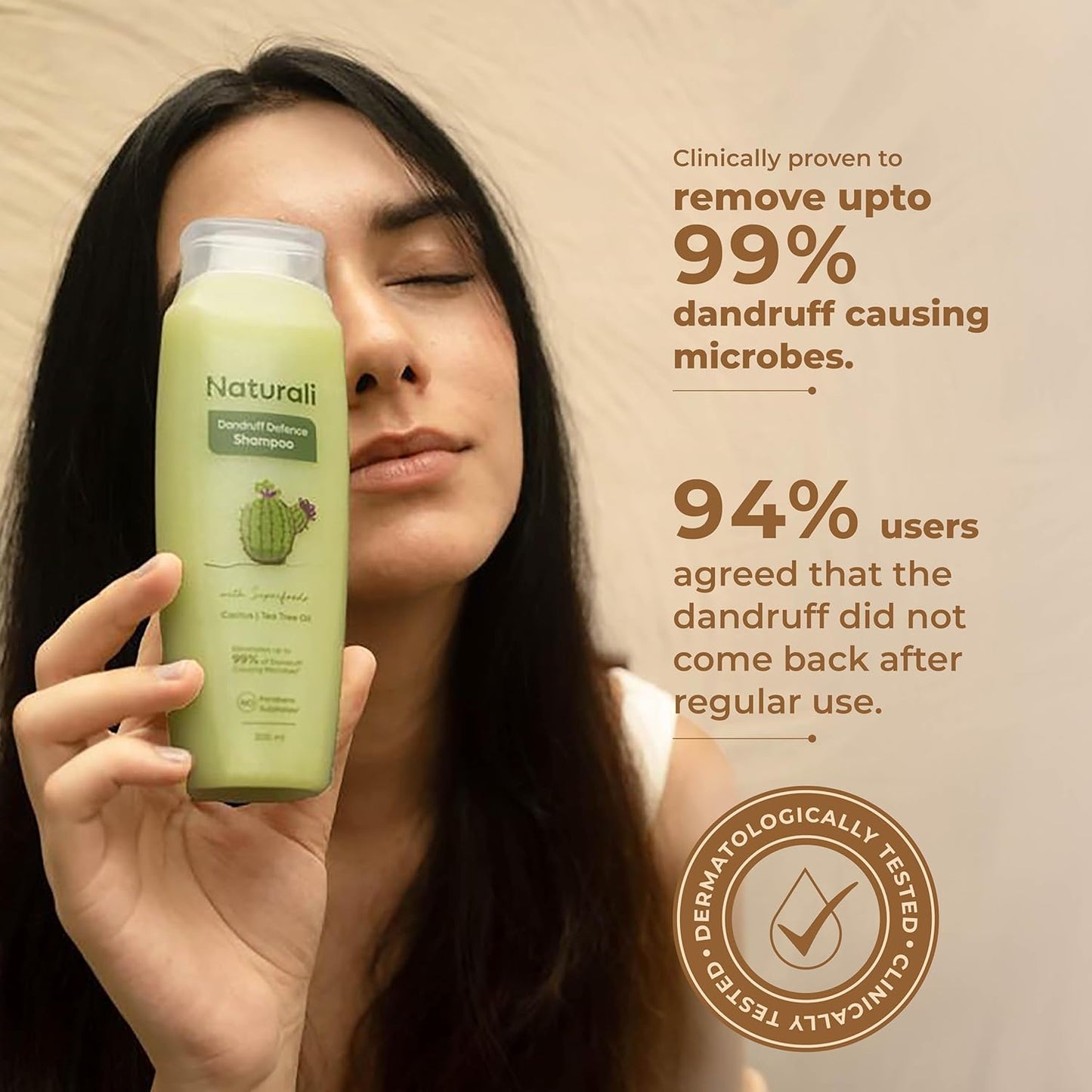 Naturali Australian Tea Tree Non-Drying Dandruff Defence Shampoo 200 ml | Removes Dandruff from Source | Soothes Itching, Irritation | Strong & Smooth Hair | For Men & Women | No Sulphate No Paraben