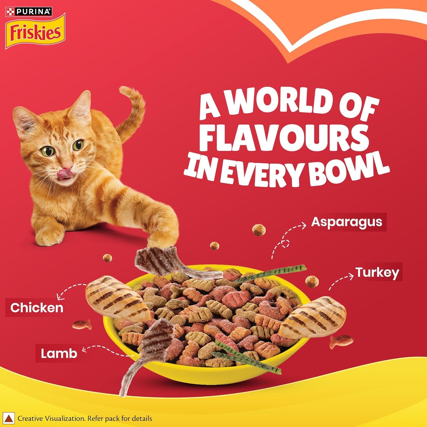 Purina Friskies Meat & Vegetable, Dry Food for Adult Cats, 400g Pack | With Meat & Vegetable, 100% Complete & Balanced, Quality Protein for Strong Muscles, Calcium & Vitamin D, Omega 6 & Zinc