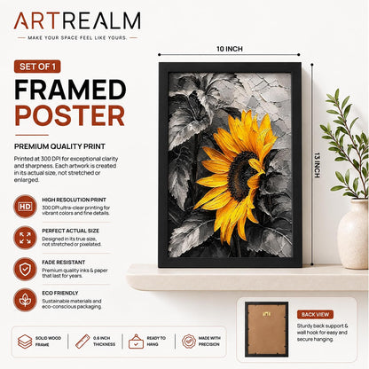 Sunflower Monochrome Framed Wall Art, Black, 10x13 Inches