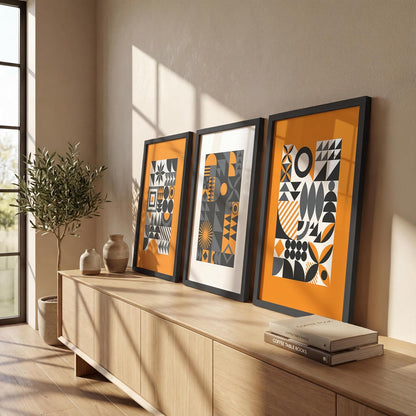 Attractive geometrics modern art wall decor framed art prints, Set of 3 Paintings for living room, bedroom and office (Theme-Minimalist) (Art-9, 10x13inch)