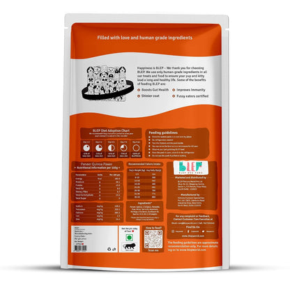 BLEP Fresh Dog Food (Wet) Human Grade, Grain Free|Paneer, Quinoa & Mixed Veggies|Omega 3, 6, Vitamin A, D, E, B|Zero Preservatives & Sugar|Easily Digestible|for All Dog Breeds|100g (Pack of 1)