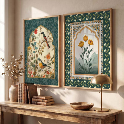 Indian Art Indian Traditional Madhubani Floral Paintings for Living Room | Painting for Wall Decoration| Framed Wall Painting for Home Room Bedroom Office Décor| Poster With frames (Art 5, (10x13 inch), Framed)