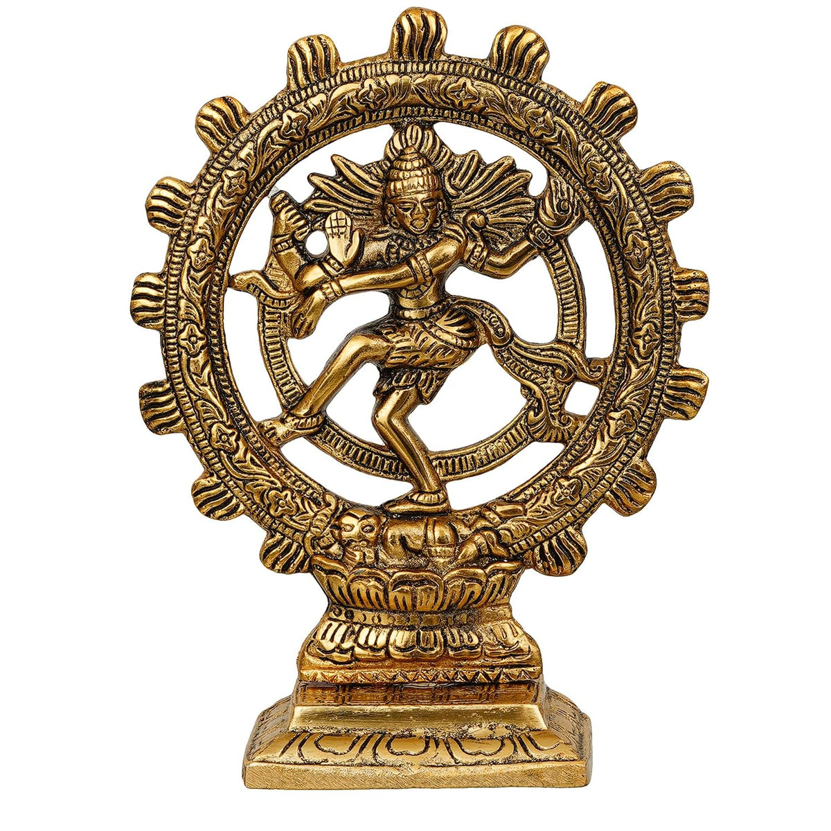 Premium Gold Plated Lord Shiva Dancing Natraj Statue Showpiece Handcrafted Sculpture for Home and Puja Decor| nataraj Statue for Home|(8 Inches, Gold)