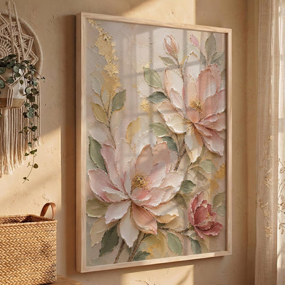 Floral Wall Art Home Decoration | Aesthetic Floral Paintings With Frame For Living Room Bed Room Hotel Wall Decor Digital Reprint Set of 1 (14X20)
