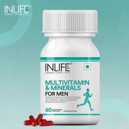 INLIFE Multivitamin for Men with Biotin Ginseng Ashwagandha Zinc Magnesium Vitamin D3 B12 & Minerals Amino Acids Antioxidants Daily Formula Supplement - 60 Capsules (Pack of 1, 60)