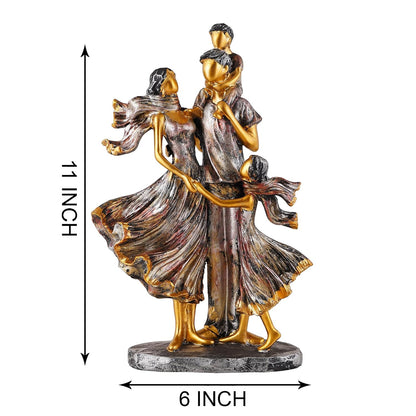 Family Showpiece for Home Decor, Golden (11 inch), Resin, Bird