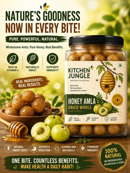 Kitchen Jungle Honey Amla Dried Candy 1000g | Sweet & Tangy Indian Gooseberry Candy | Traditional Avla Mukhwas | Soft Chewy Dried Amla Treat Toffee