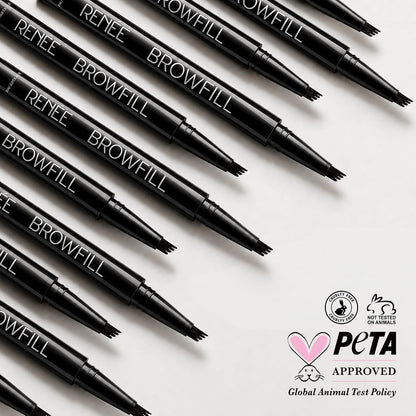 RENEE Browfill Eyebrow Pen - Black | Waterproof & Smudge-Proof | One Swipe Application | Micro Precision | Natural & Long-Lasting Finish | For Denser & Fuller Eyebrows | Easy to Use | Cruelty-Free