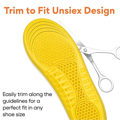 FOVERA Arch Support Gel Insoles for Men & Women – Premium Soft Shoe Insoles with Massaging Gel Technology, Micro-Shock Absorption, Breathable Fabric Top, for Walking, Running & Daily Wear