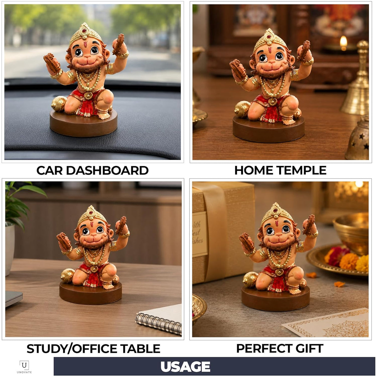 UNOVATE Hanuman Idol for Car Dashboard, Premium Idol for Home, Office Desk