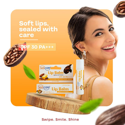 365CARE SPF 30 Lip Balm for Dark Lips Lightening & Pigmentation | Cocoa Butter Lip Balm for Smokers, Dry & Chapped Lips | 24hr Deep Moisturizing & Sun Protection PA+++ for Men & Women - 4.8g