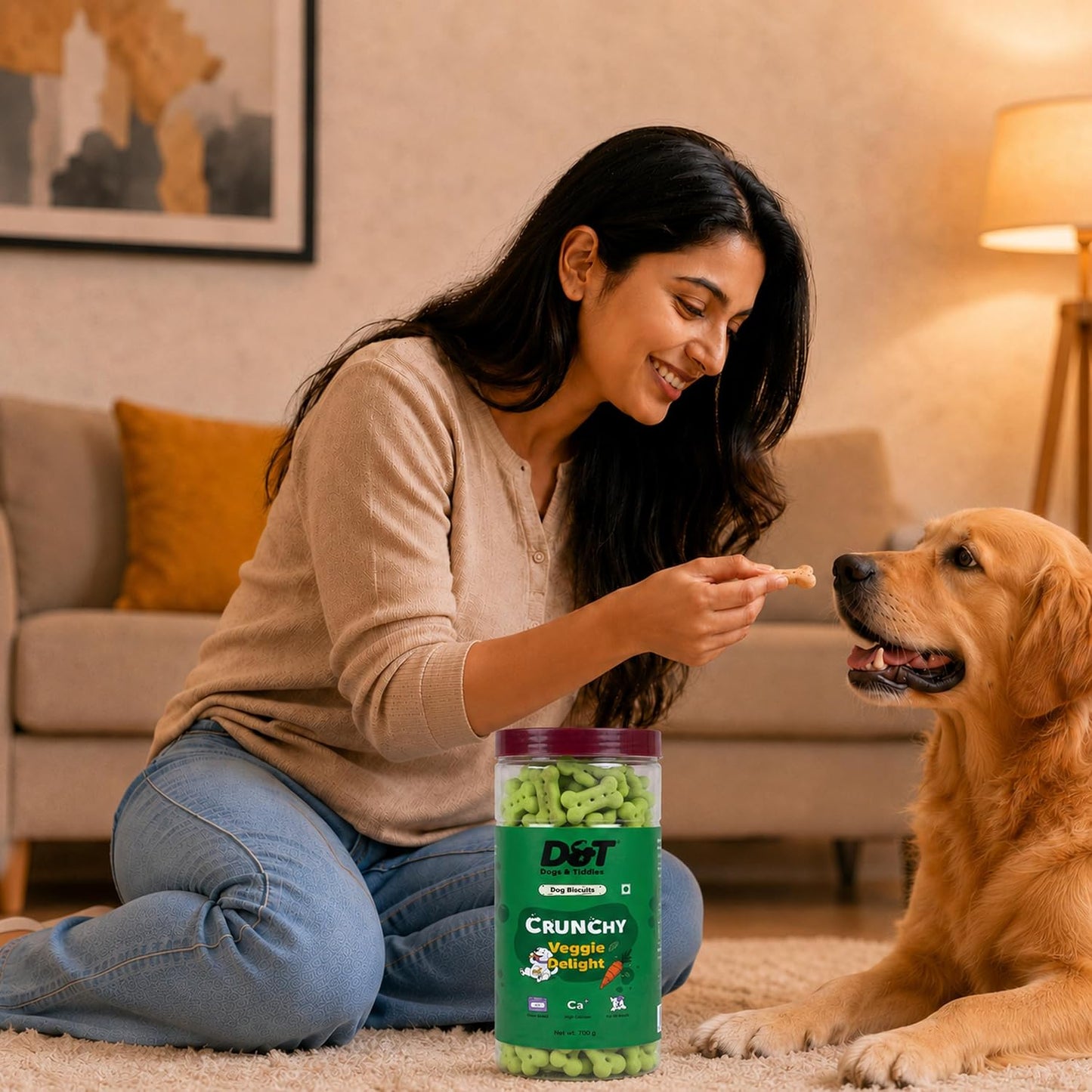 Dogs & Tiddles Veggie Delight Dog Biscuits 700g | Oven Baked Crunchy Dog Treats | High Calcium Dog Snacks for All Life Stages & All Breeds