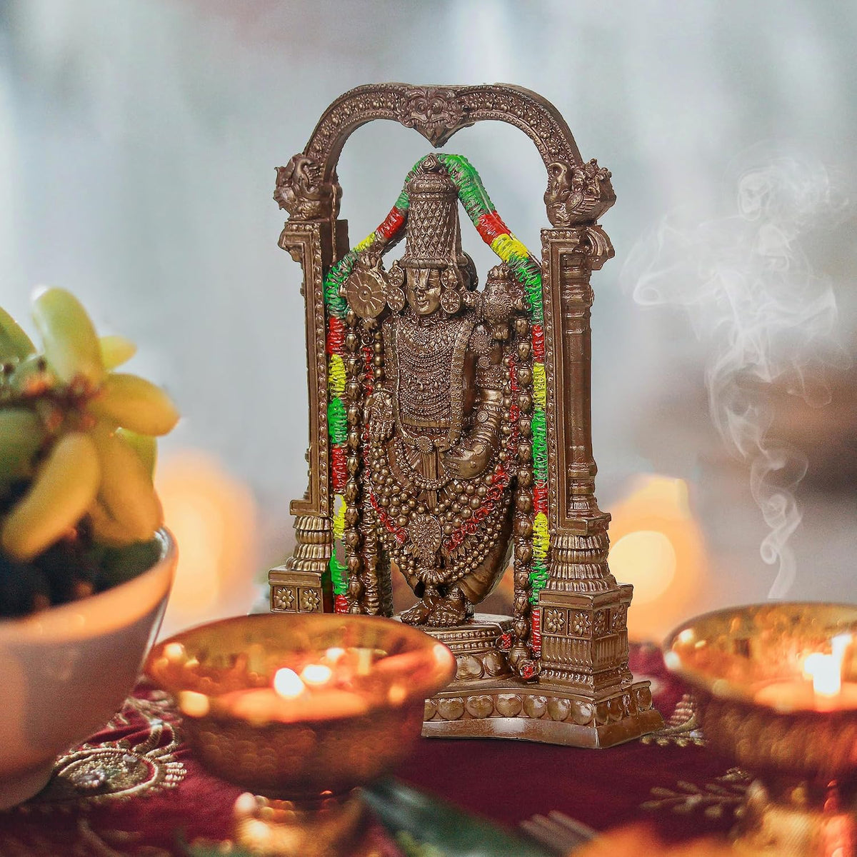 Poly Resin Lord Tirupati Balaji Venkateswara Statue | Balaji Idols | Tirupati Showpiece Sculpture for Living Room, Office, Pooja | Gift for Friends, Family, Brother | Set of 1