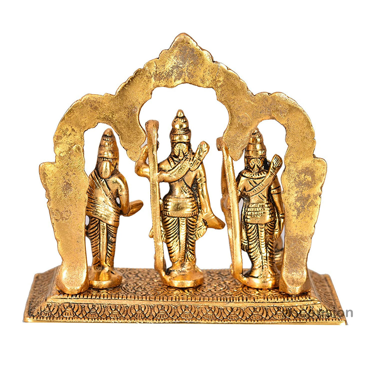 Metal Lord Ram Darbar Idol Showpiece Idols Ram Sita Laxman Hanuman Handmade Decorative for Home Decor & Office Decoration(20X18X10cm, Golden)