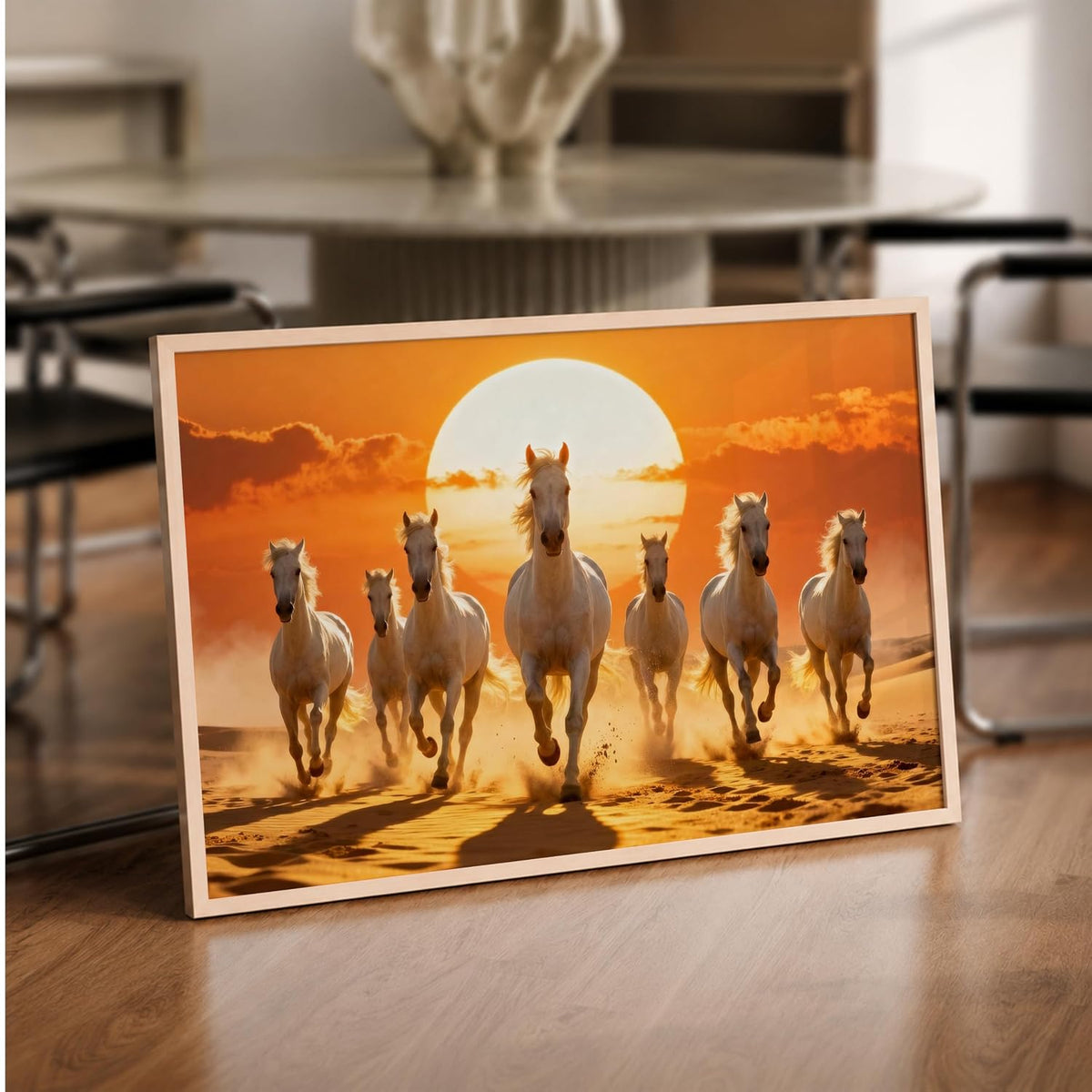 7 Horse Vastu Wall Painting (Landscape Collection) (Natural, Design 03, 13x19 Inch)