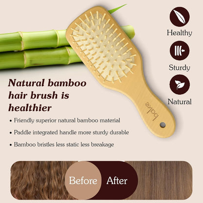 BAKE Bamboo Buddy Wooden Paddle Hair Brush | Natural Bamboo Bristles | Bamboo Comb | Gentle on Hair | Strengthens Scalp & Promotes Hair Growth | For Men & Women | Large Hair Brush