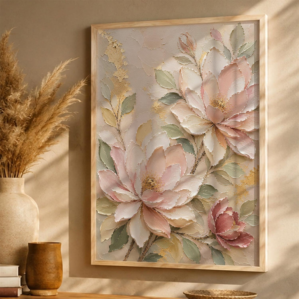 Floral Wall Art Home Decoration | Aesthetic Floral Paintings With Frame For Living Room Bed Room Hotel Wall Decor Digital Reprint Set of 1 (14X20)