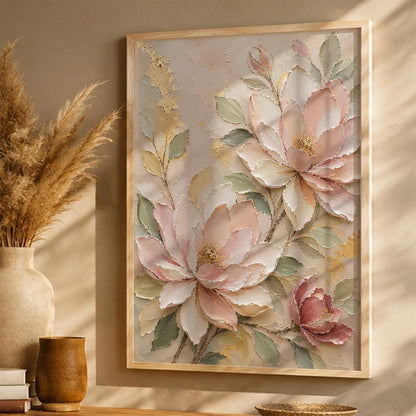 Floral Wall Art Home Decoration | Aesthetic Floral Paintings With Frame For Living Room Bed Room Hotel Wall Decor Digital Reprint Set of 1 (14X20)