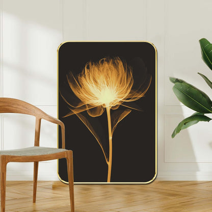Golden Bloom Wall Painting | Glowing Single Flower Artwork with Black Background | Premium MDF Frame Decorative Art for Living Room, Bedroom, Office & Home Décor (19 x 13 Inch) MG01-1039