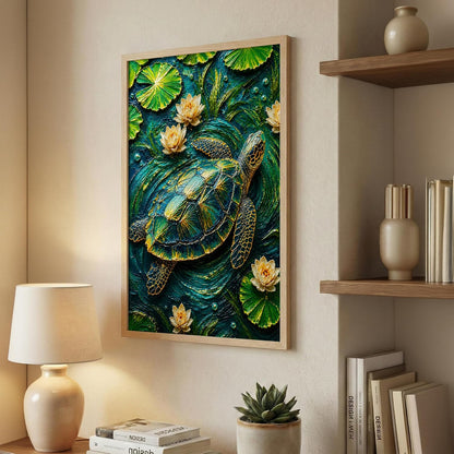 Sea Turtle Framed Wall Art, Natural, 10x13 Inches