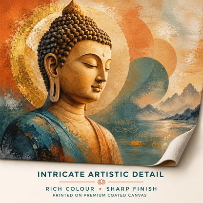 Inner Stillness UNFRAMED 36 x 24 Inch Canvas Painting roll, Modern Vastu Inspired Wall Art, Peaceful Digital Painting for Home, Living Room, Bedroom, Office, Hotels, Artwork for Gifting