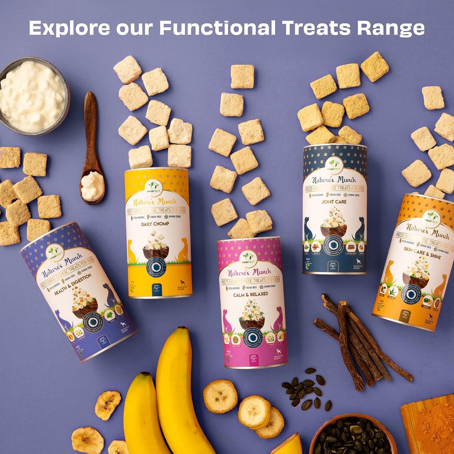 Pawfect Nature's Munch Health & Digestion Dog Treat| For Better Health and Digestion for Dogs| Freeze-Dried bite size| All natural| Grain & Gluten free| Low calorie| Healthy Training Treats(75g/2.7oz)