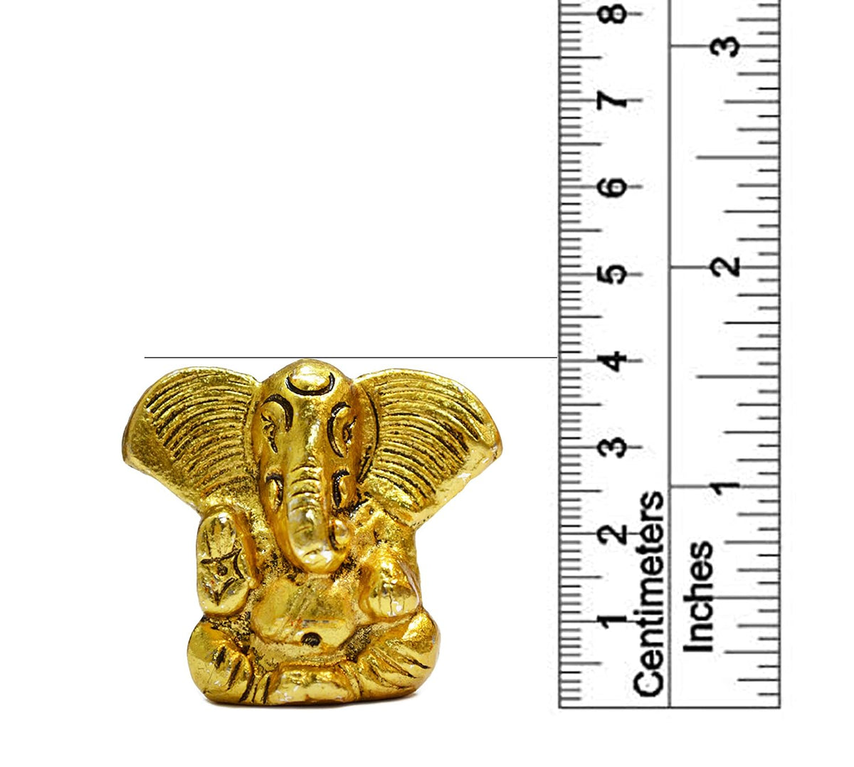 Metal Ganesh Idol for Car Dashboard Small, Handmade Small Ganpati Statue Murti for Home, Office, Tabledesk, Diwali Gift Items (Golden, 4 CM Height)