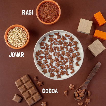 Slurrp Farm Choco Crunch Chocolate Cereal | No Maida, No Refined Sugar, No Added Colour | Ragi Stars and Moons | Healthy Breakfast for Kids | 300 g