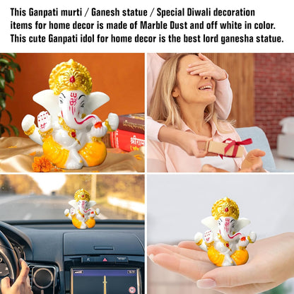 Auspicious Ganesh Idol for car Dashboard and Home, Small Ganpati Ganesha Idol for Car God Dashboard Accessories (Design 4)