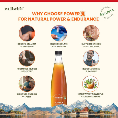 Wellwith (Ayuzera) PowerX 300ml Sea Buckthorn with Ashwagandha,Safed Musli, Gokhru & Akarkara | HimalayanSeabuckthorn Pulp Juice For Men (Pack of 1)
