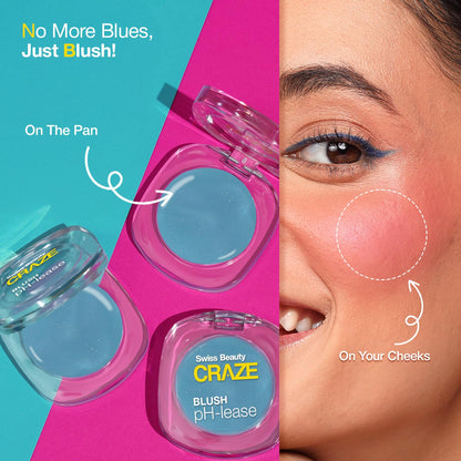 Swiss Beauty CRAZE Blush pH-Lease | Tiny Shimmer Particles For A Dewy Glow With Macadamia Oil & Olive Oil |