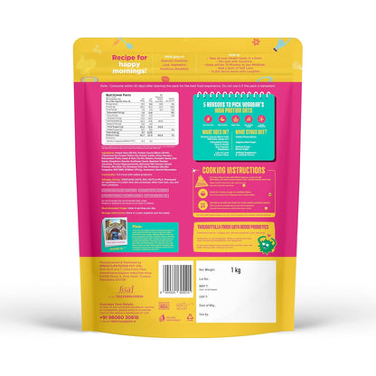 Yogabar 26g High Protein Oats 1kg , Fruits Nuts & Seeds - Breakfast Cereal with Wholegrains, 26% Protein & No added sugar - Oats High Protein for Gym - Premium Protein Blend with Whey Protein Powder - with Goodness of Chia, Sunflower