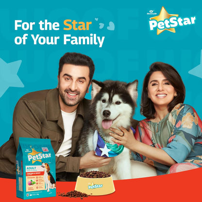 Mankind Petstar Adult Dry Dog Food (High Protein) Chicken & Wheat Flavor, 1kg | Improves Muscle & Strength, Supports Immunity, Protects Liver & Kidney| Adult Dog Food