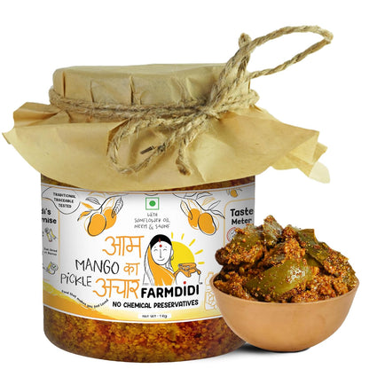 FarmDidi Mango Pickle Homemade Traditional Indian Achar Less Oil Aam Ka Achar Homemade Pickle In Fresh Dry Sukha Aam Ka Achaar Made With Organic Methods & Preservative Free