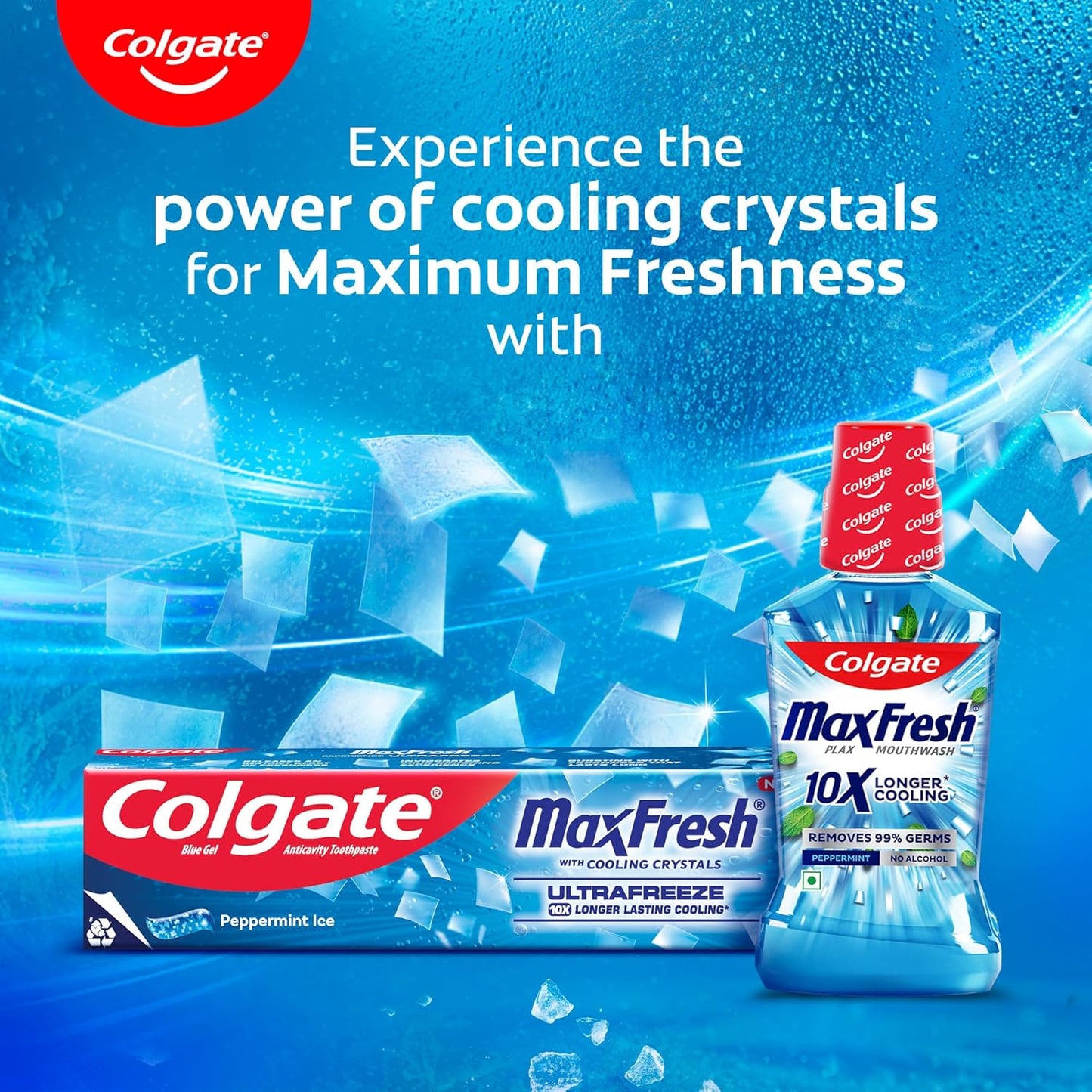 Colgate MaxFresh Breath Freshner Cavity Protection Toothpaste, 150g, Peppermint Ice, Blue Gel Paste with Menthol, Cooling crystals for fresh breath