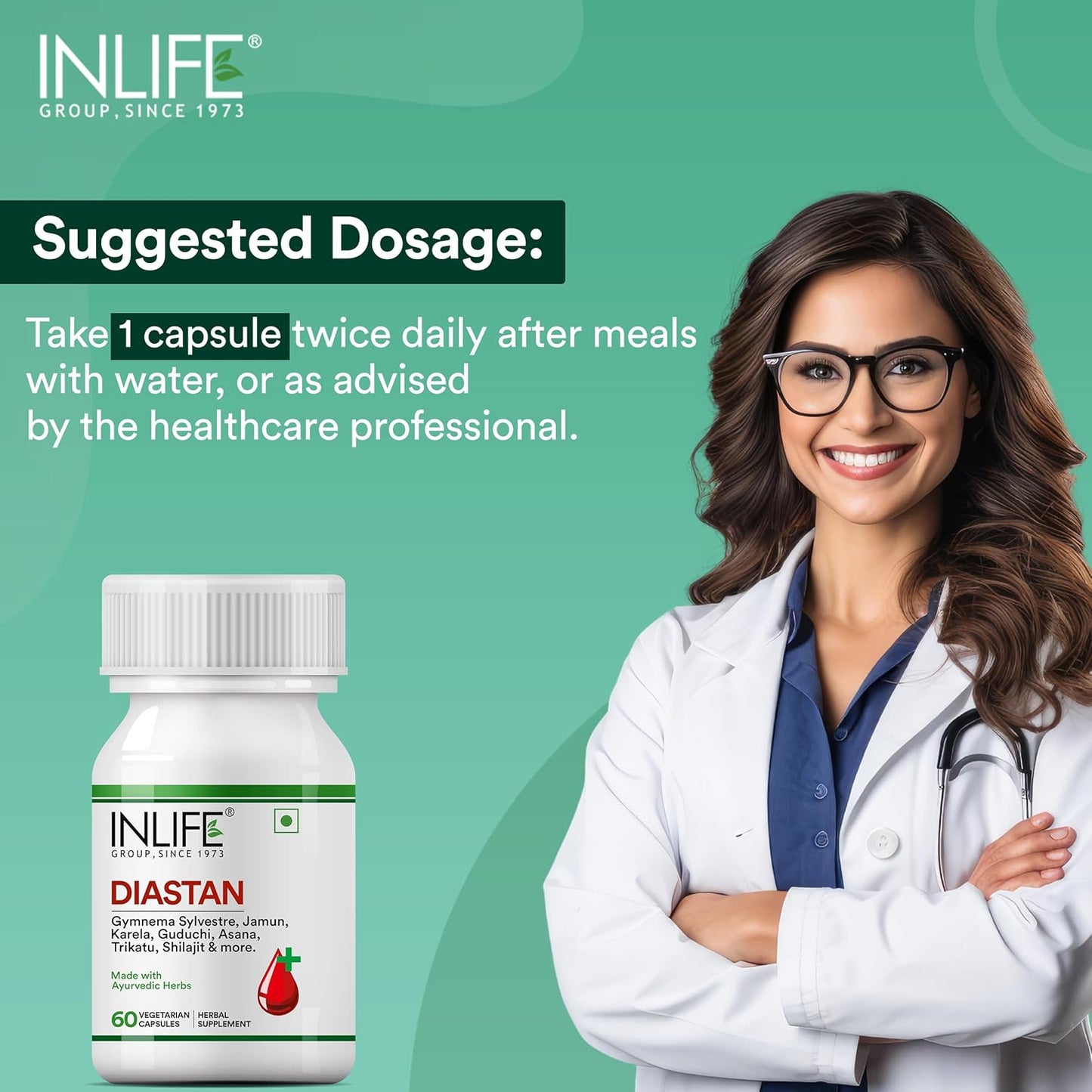 Inlife Diastan Diabetes Care Ayurvedic Supplements - 60 Vegetarian Capsules