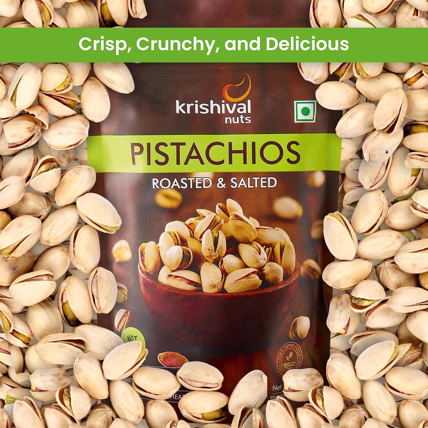 Krishival Nuts Roasted & Salted Pistachios 100g (Pack of 1) | Crunchy Pista Dry Fruit | Protein-Rich Snack | Gluten-Free & Low Calorie | Vegan | Healthy Munching Option