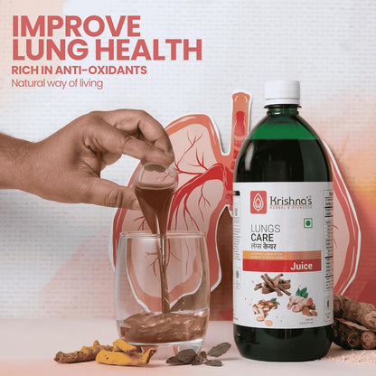 KRISHNA'S HERBAL & AYURVEDA Lungs Care Juice 1000 Ml | Lungs Cleaner For Detoxification And Supports Respiratory System