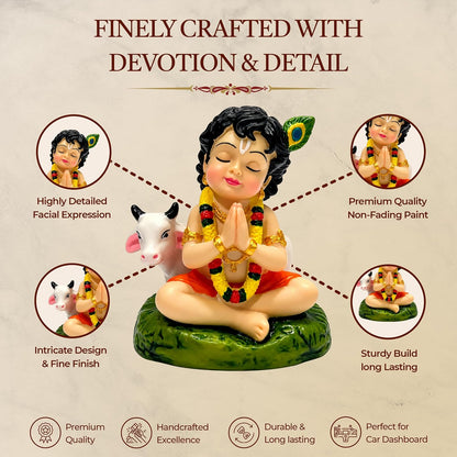 UNOVATE Krishna Idol for Car Dashboard, Krishna Murti, Home Temple, Office