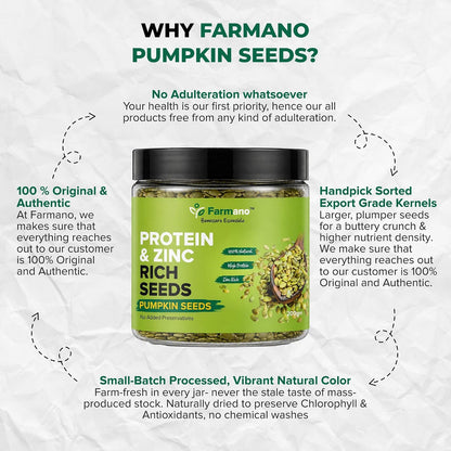 Farmano Raw Pumpkin Seeds | Unroasted | Premium | High Protein | 200g