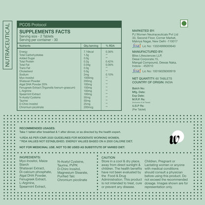 WOMN PCOS Supplement | Myo-Inositol and N-Acetyl Cysteine Supplement, 60 Tablets