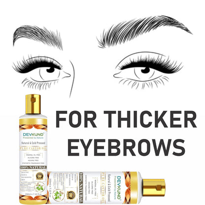 Devkund eyebrow product with eyes and eyebrows illustration on a white background